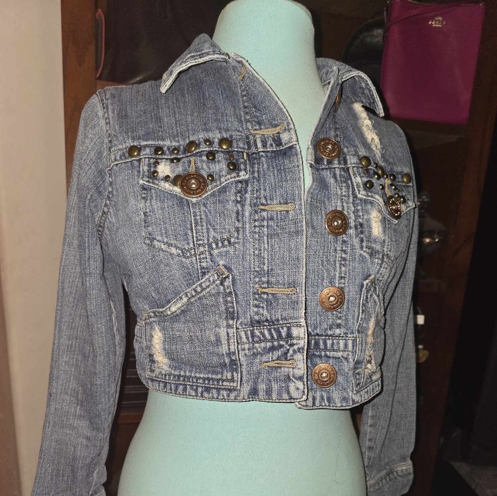 Vintage Z Cavaricci Cropped Denim Jacket Size Small